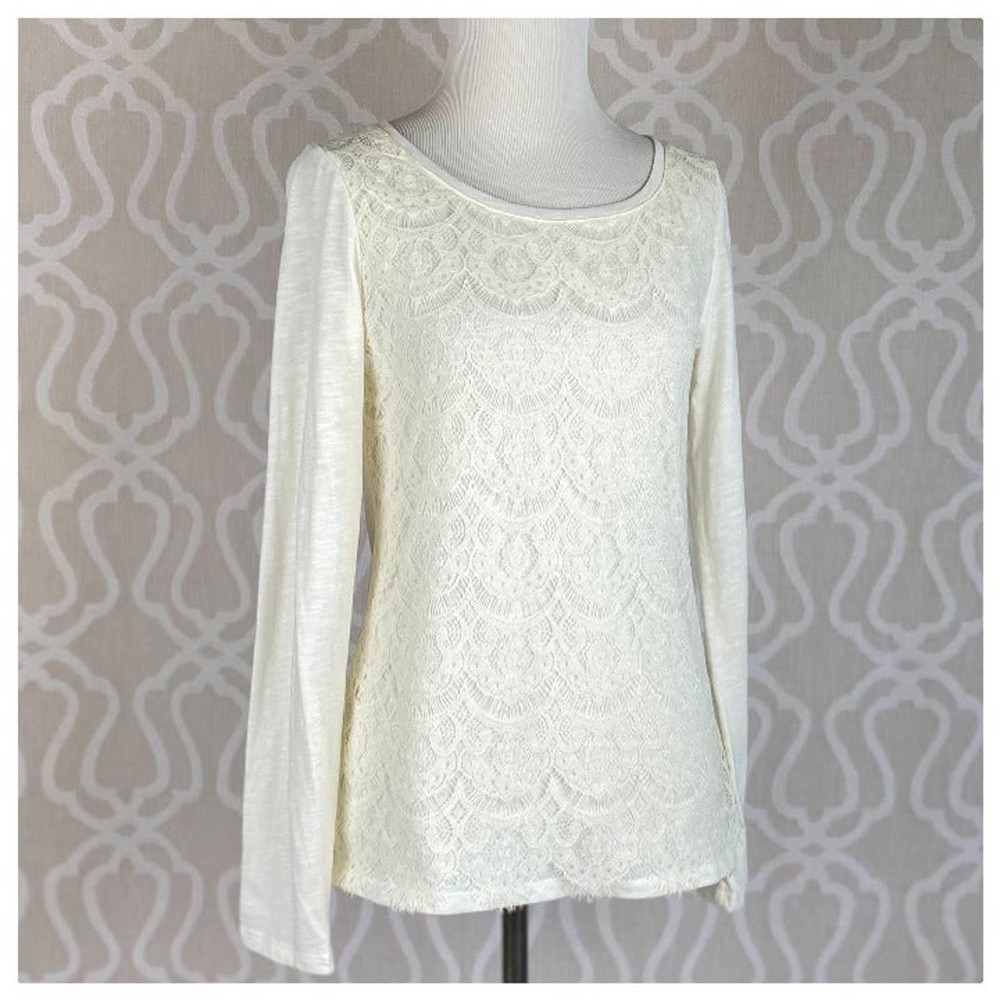 Lauren Conrad Ivory Lace Knit Top - Picture 11 of 11